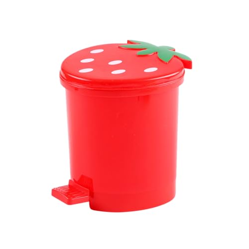 Operitacx Mini TischmüLleimer Erdbeere Mit Deckel, Klein MüLleimer Papierkorb FüR Esstisch, BüRotisch, Schminktisch, Wohnzimmer von Operitacx
