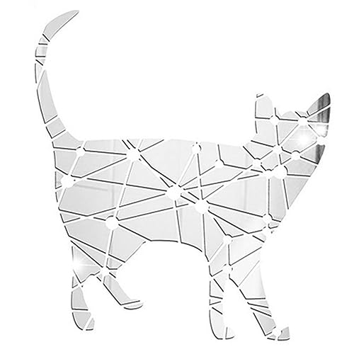 Operitacx Geometrischer Katzen Wandaufkleber Spiegel Dekoration für Kreative Tv Hintergründe Langlebiger Wanddeko Sticker für Wohnräume Einfach zu Reinigen und Pflegen von Operitacx