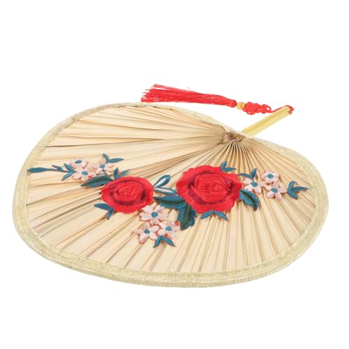 Operitacx Handgefertigter Chinesischer Palmblatt Handfächer mit Pflaumenblütenmuster Leichter Tragbarer Sommerfächer für Eleganter Vintage Fächer für Zuhause und Dekoration von Operitacx