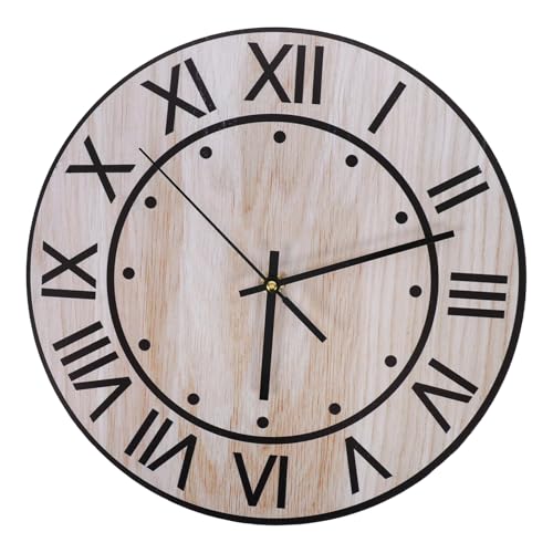 Operitacx Holz Wanduhr Rustikal Geräuschlose Runde Uhr mit Holzmaserung für Wohnzimmer Küche und Büro Vintage Küchenuhr für Stilvolle Wanddekoration von Operitacx