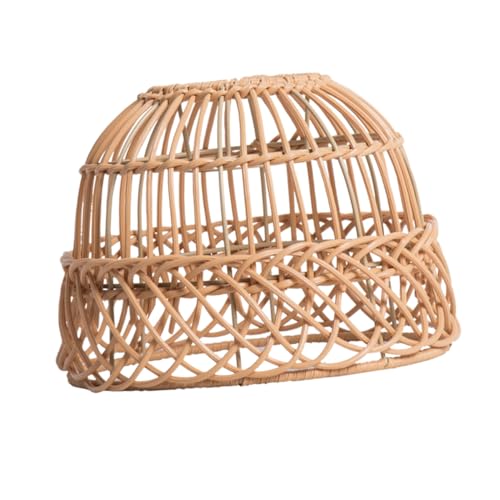 Operitacx Imitation Rattan Lampenschirm für Hängelampe Geflochtenes Eisen Material Rustikaler Vielseitiger Lampenschirm Ersatz für Wohnzimmer Esszimmer Landhausstil Fassung Ring von Operitacx
