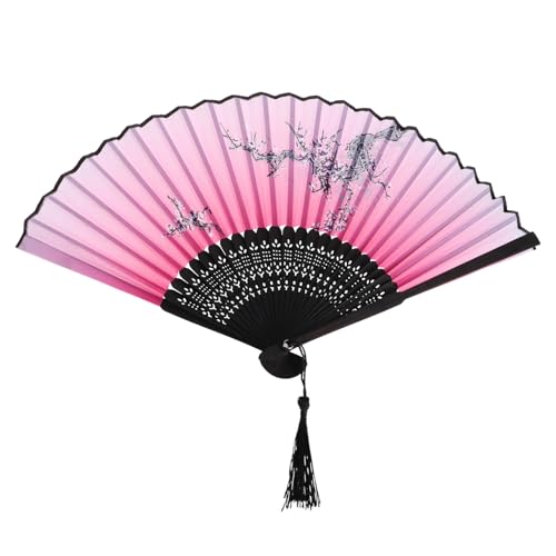 Operitacx Japanischer Handfächer mit Kirschblüten Design Faltbarer Seidenfächer für Hochzeiten Sommer Kühlung Dankeschön Kleiner Tragetasche von Operitacx