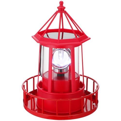 LED Solar Powered Lighthouse Waterproof Durable Rotatable Outdoor Solar Light 360 Degree Rotating Lighthouse Landscape Lamp Hanging for Yard Decor von Operitacx