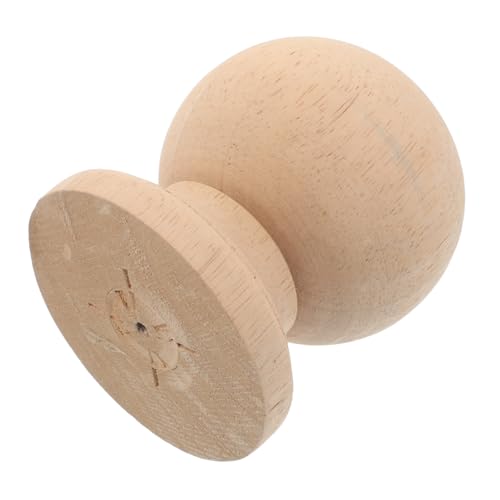 Operitacx Massive Holzdekorationssäulen Geländer Holz -Top Rustikaler Fahnenmast rustikaler Holzsäule -Toper Holzkugel -Säulen -Top Innenhölzerngeländer Vintage Finial Decoration Beige von Operitacx