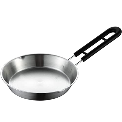 Operitacx Camping Pfanne Bratpfanne Frühstückspfanne Eier Pfanne Pancake Pfanne Pfanne Antihaft Pfannenkuchen Pfanne mit Griff für Restaurant 16cm Silber von Operitacx