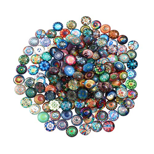 Operitacx 50 Stück Gemischte Runde Glasmosaik Fliesen 10mm Für Selbstgemacht Schmuckherstellung Wasserfest Flache Rückseite Buntes Fliesenzubehör von Operitacx