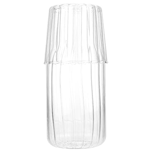 Operitacx Nachts Nacht Wasser Karaffe mit Tumbler Glas Set für Schlafzimmer Nachttisch Kaltes Wasser Behälter Klares Glassaft Wasser Krug Glas Mundwassere für Badezimmer von Operitacx