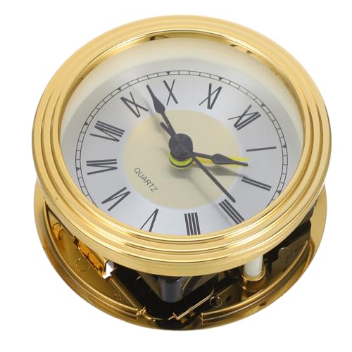 Operitacx Quarzwecker Retro Uhrkopfeinsatz Runder Uhreinsatz Mini Uhren Uhreinsatz Mini Vintage Runder Uhrkopf Uhreinsatz Ersatz Uhrersatz Golden Abs von Operitacx