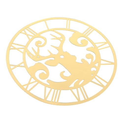 Operitacx Runder Wandspiegel mit Rentier und Römischen Ziffern Selbstklebender Spiegel Wandaufkleber für Wohnzimmer Hotelflur Reflektierende Oberfläche Goldfarben von Operitacx