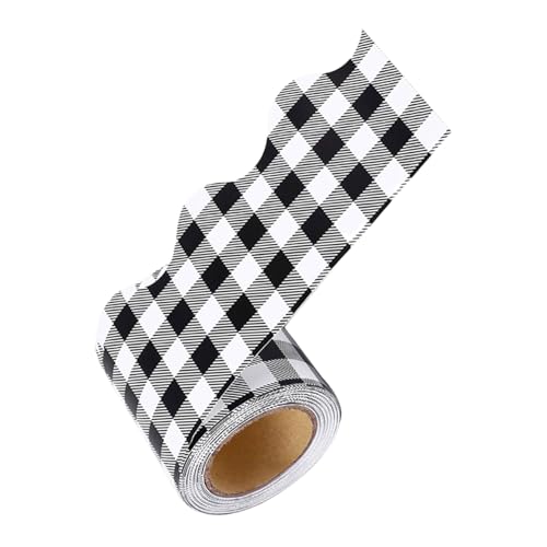 Operitacx Schwarz-weißer Wellenkante Klassenzimmer Randbesatz Selbstklebend Checkered Bulletin Board Border Trim für Pinnwand Schuldekoration Büro von Operitacx