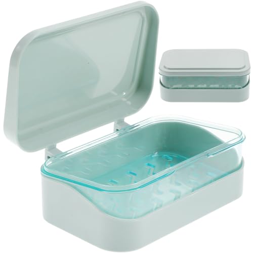 Operitacx Seifendose Mit Abfluss, Kreativer Seifenhalter FüR Badezimmer Und KüChe, Abnehmbar Und LüFtend, Sky-Blue, Tragbare Rechteckig Seifenbox for Seifenbox Reise von Operitacx