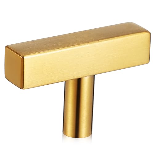 Operitacx T Förmiger Schubladenknopf Gold Eleganter Möbelgriff für Kommode Küchenschränke Moderne Türknöpfe mit Komfortablem Griff und Stabiler Installation von Operitacx