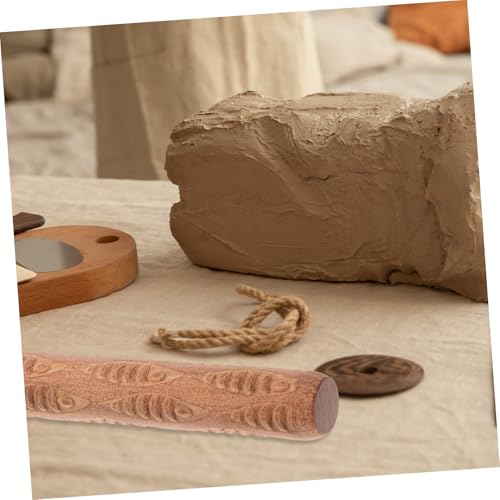 Operitacx Texturroller aus Natürlichem Holz Handlicher Modellierroller für DIY kinderbasteln für Töpferarbeiten und Kreative Tonprojekte Langlebiges Bastelzubehör von Operitacx