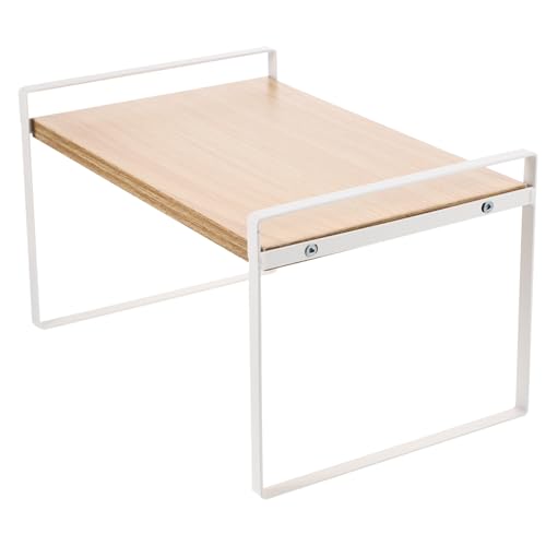 Operitacx Tisch Organizer Regal mit Holzablage Kleines Büro und Schlafzimmer Aufbewahrungsregal Stabiles Sundries Organizer für Schreibtisch Multifunktionales Lagerregal von Operitacx