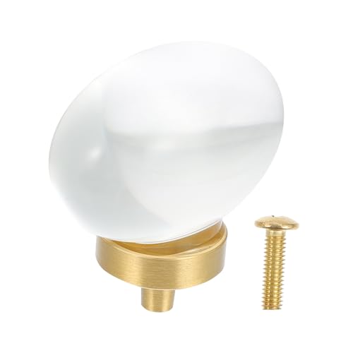 Operitacx Transparenter Glas Möbelgriff mit Single hole Montage Moderner Schrankknauf aus Reinem Kupfer Stilvoller Tür Schubladengriff für Küche Kleiderschrank Kommode und Schrank von Operitacx