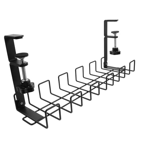 Operitacx Untertisch Kabelmanagement Ablage Verstellbar Kabel Organizer Tischklemme Schwarz Kabelhalter für Schreibtisch Büro und Zuhause Einfache Installation Platzsparend von Operitacx