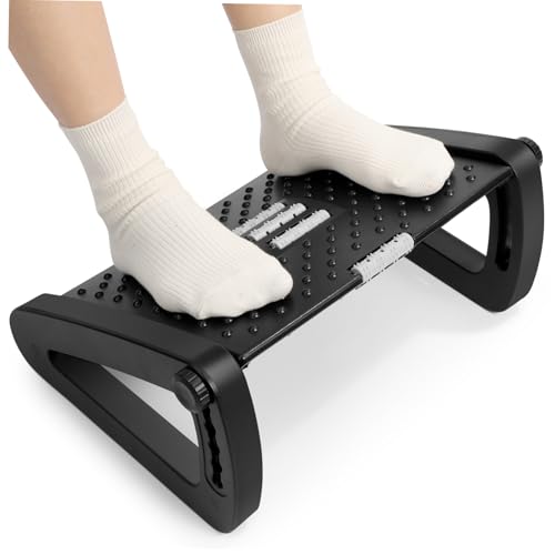 Operitacx Verstellbare Ergonomische Fußstütze mit Massagefunktion Rutschfester Untertisch Fußhocker für Büro und Zuhause Höhenverstellbarer Stabiler Fußtritt zur Entlastung und von Operitacx