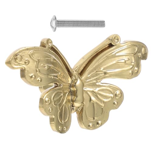 Operitacx Vintage Messing Schmetterling Möbelgriff Robust Handgeschmiedeter Griff für Schränke Kleiderschränke Schuhschrank Stilvoller Möbelknauf für Küche Bad Büro Hotel von Operitacx