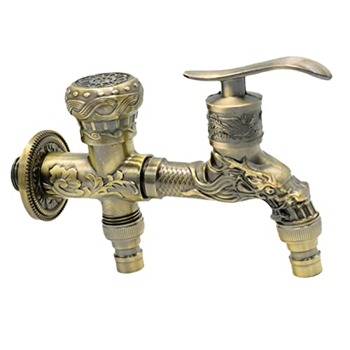 Operitacx Wandmontierter Doppel Auslauf Wasserhahn im Vintage Stil für Waschmaschine und Badezimmer Antik Oberfläche Einfache Installation für Elegantes Design im von Operitacx