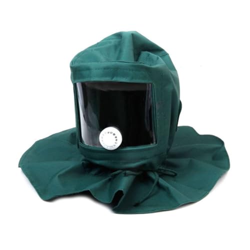 Operitacx Winddichte Sandstrahlhaube mit Klarem Acrylschutz Atmungsaktiv und Robust aus Canvas Grün Schutz bei Schleifen Polieren und Staub in Industrieanlagen Geeignet von Operitacx