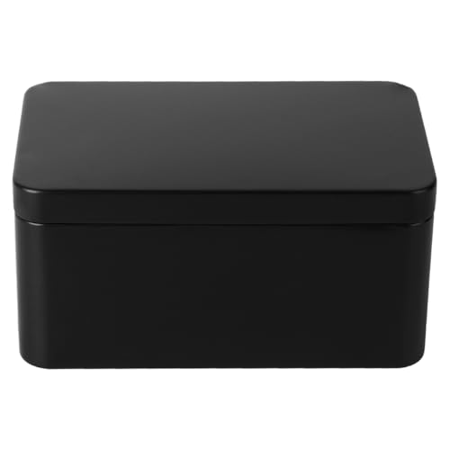 Tea Storage Box Aus Metall - Rechteckige Blechdose Mit Deckel FüR Tee Kaffee Und SüßIgkeiten - Schwarz 13X8X6.5Cm von Operitacx