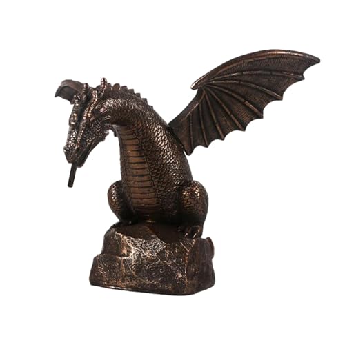 Drachenbrunnen Statue - Wasserbrunnen Drache | Gartenbrunnen Feuerstatue Skulptur Harz Drachenstatuen Mit Wasserspritzern Für Gärten, Terrassen, Springbrunnen von Opilroyn