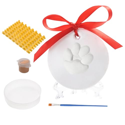 Hunde-Pfotenabdruck-Ornament-Set – Handgefertigtes Pfotenabdruck-Set, Haustier-Ton-Abdruck-Set | Lufttrocknender Pfotenabdruck mit weichem, ungiftigem Ton und einfacher Formgebung, Hunde-Erinnerungs von Opilroyn