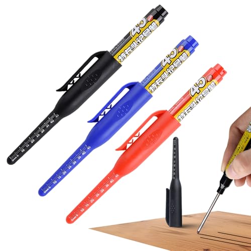 Opilroyn Long Nib Marker Stifte - Industrie Markerstifte Für Tiefe Löcher,3 Stücke Lange Reichweite Schnelltrocknendes Markierungswerkzeug Für Anfänger Holzhandwerk Profis von Opilroyn
