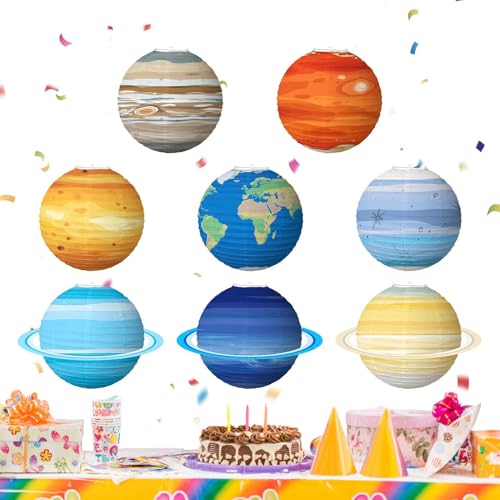 Opilroyn Planeten Deko 8-teilig - Aufblasbare Planeten 30 cm | Farbige Laterne für Schule Wissenschaft Klassenzimmer Zimmergeburtstag von Opilroyn