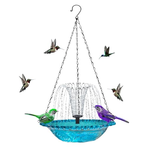Opilroyn Vogelbad für den Außenbereich – Solarbrunnen für Vogelfutterstation, hängendes Netzteil und Trinkbad für Kolibri Garten Balkon Terrasse Außenbereich Dekoration von Opilroyn