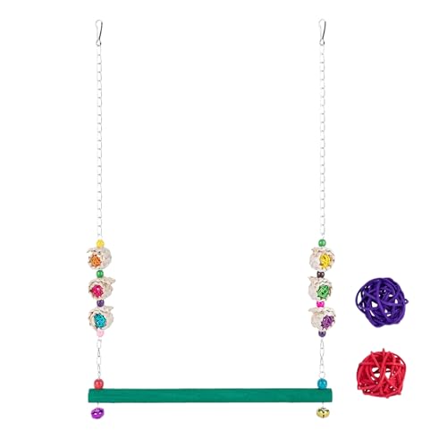 Opilroyn Vogelschaukel mit Glocke | Vogelspielzeug mit 2 Kugeln aus Holz für Papageien Kanarienvögel und Petioli Anreicherung Opilroyn Vogelschaukel mit Glocke | Vogelspielzeug mit 2 Kugeln aus Holz für Papageien Kanarienvögel und Petioli Anreicherung von Opilroyn