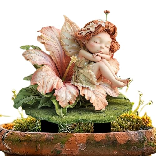 Outdoor Miniatur Feen Figur, 2D Gartenstecker Figur, Acryl Fee Mädchen Garten Bodenstecker, wasserdichte Hibiskusblume Schlafende Fee Märchen Garten Bodenstatue Kratzfeste Statue Outdoor Miniatur Feen Figur, 2D Gartenstecker Figur, Acryl Fee Mädchen Garten Bodenstecker, wasserdichte Hibiskusblume Schlafende Fee Märchen Garten Bodenstatue Kratzfeste Statue von Opilroyn