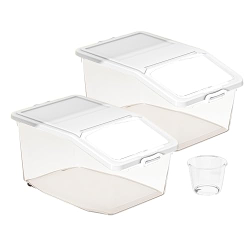 Reisbehälter: AirTight Duaal Aufbewahrungsbox, rollender Reis-Spender | Lebensmittel-Organizer mit Verriegelungsdeckel und Schaufel, multifunktionaler Küchenbehälter mit Skala zur Verwendung von Opilroyn