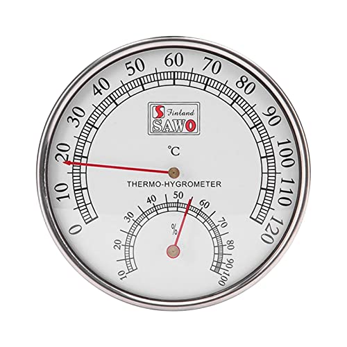Sauna-Hygrometer, Sauna-Thermometer aus Edelstahl, beweglicher Hygrometer-Temperaturmesser, erschwinglicher Sauna-Temperatursensor, klener Temperaturindikator, Sauna-Temperaturmessgeräte für den Inne von Opilroyn