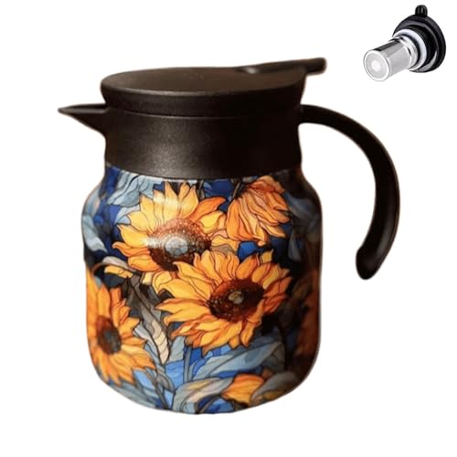 Tee-Ei-Behälter, Teekessel mit Teesieb, 1000 ml Blumen-Tee-Topf mit Sieb und Deckel, isolierter Reisebecher mit Vintage-Teesieb für Blumen- und Blatt-Tee Tee-Ei-Behälter, Teekessel mit Teesieb, 1000 ml Blumen-Tee-Topf mit Sieb und Deckel, isolierter Reisebecher mit Vintage-Teesieb für Blumen- und Blatt-Tee von Opilroyn