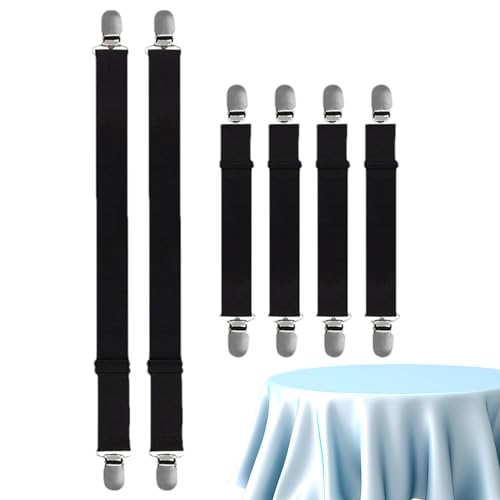 Tischtuchklammer unten, elastischer Tischdeckengurt - Camping Stoffband - 6 Stück elastische Tischdeckenclips unter der Tischdecke für Picknick, Camping, Tische im Freien, Partys von Opilroyn