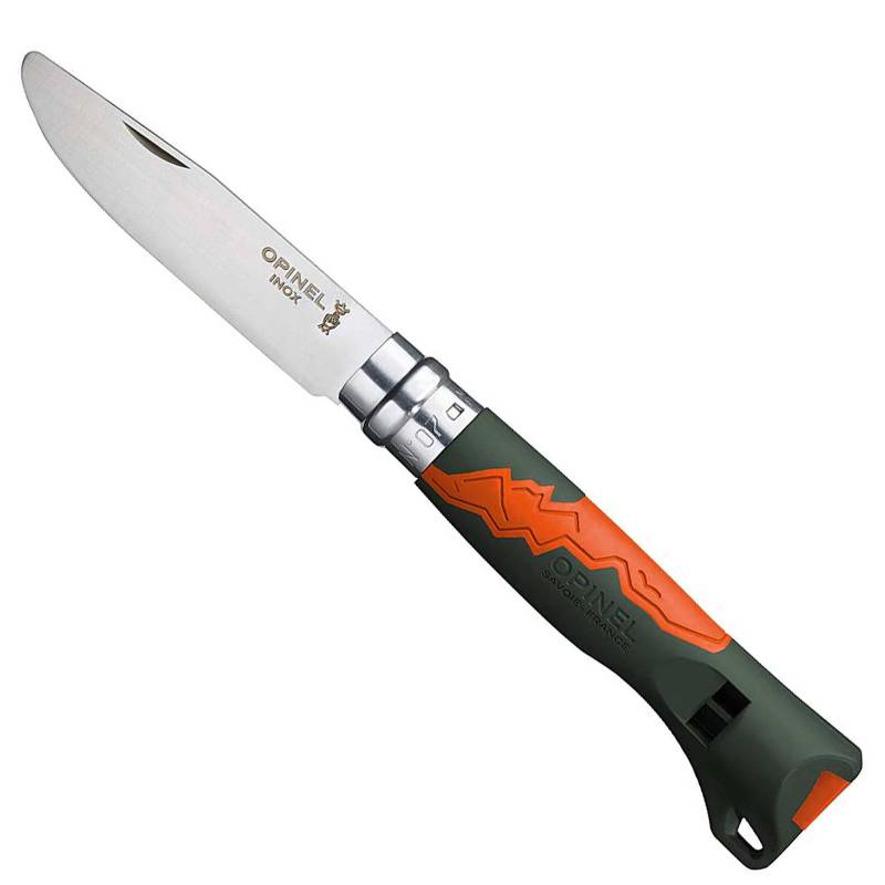 OPINEL Kinder Taschenmesser Outdoor Schnitz Klapp Messer Rund Signalpfeife Holz-Khaki von Opinel