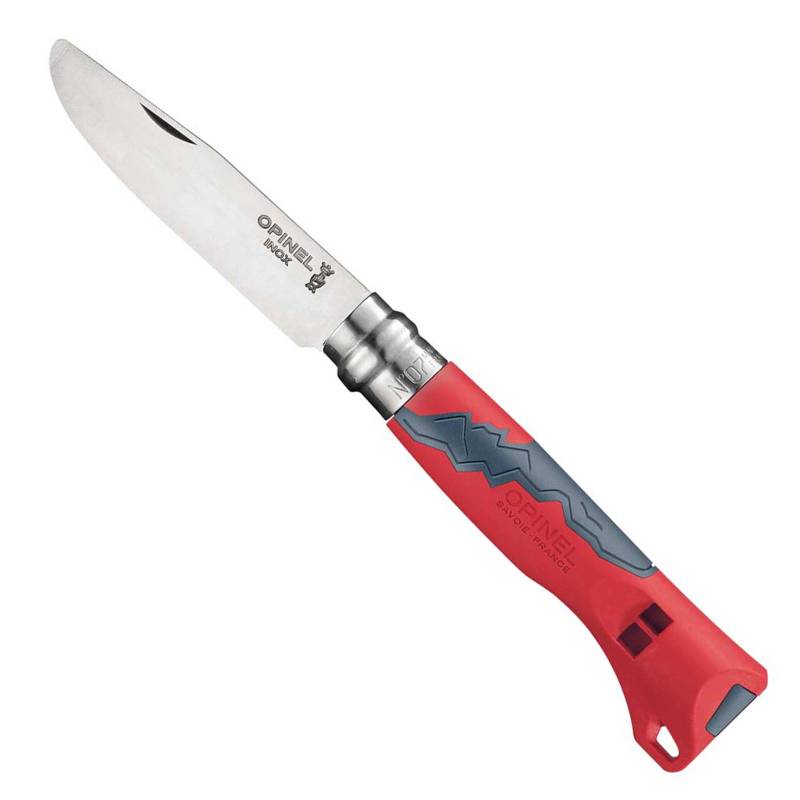 OPINEL Kinder Taschenmesser Outdoor Schnitz Klapp Messer Rund Signalpfeife Holz-Rot von Opinel
