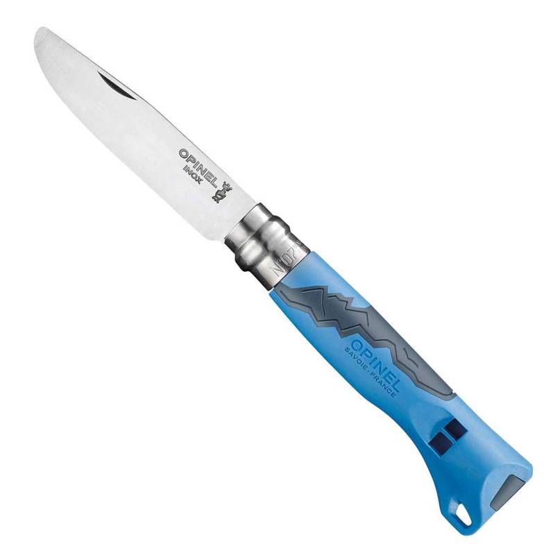 OPINEL Kinder Taschenmesser Outdoor Schnitz Klapp Messer Rund Signalpfeife Holz-blau von Opinel