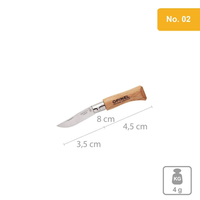 OPINEL Messer Carbon & INOX Stahl No 02 bis No 12 - Taschenmesser Klappmesser-No.02 / INOX (rostfrei) von Opinel