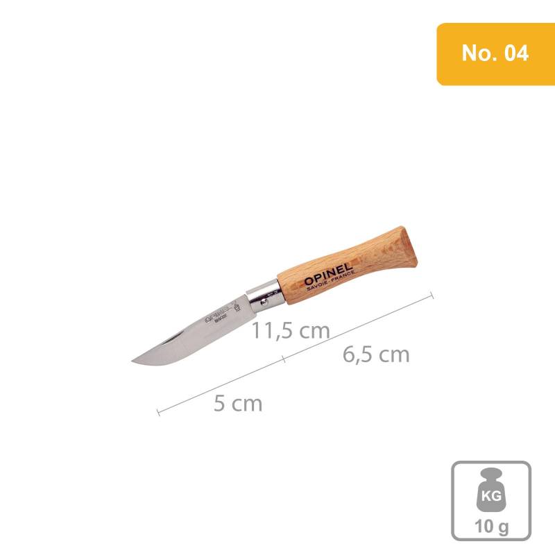 OPINEL Messer Carbon & INOX Stahl No 02 bis No 12 - Taschenmesser Klappmesser-No.04 / INOX (rostfrei) von Opinel