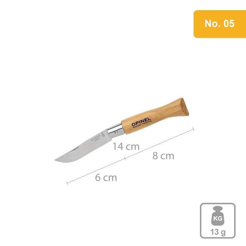 OPINEL Messer Carbon & INOX Stahl No 02 bis No 12 - Taschenmesser Klappmesser-No.05 / INOX (rostfrei) von Opinel