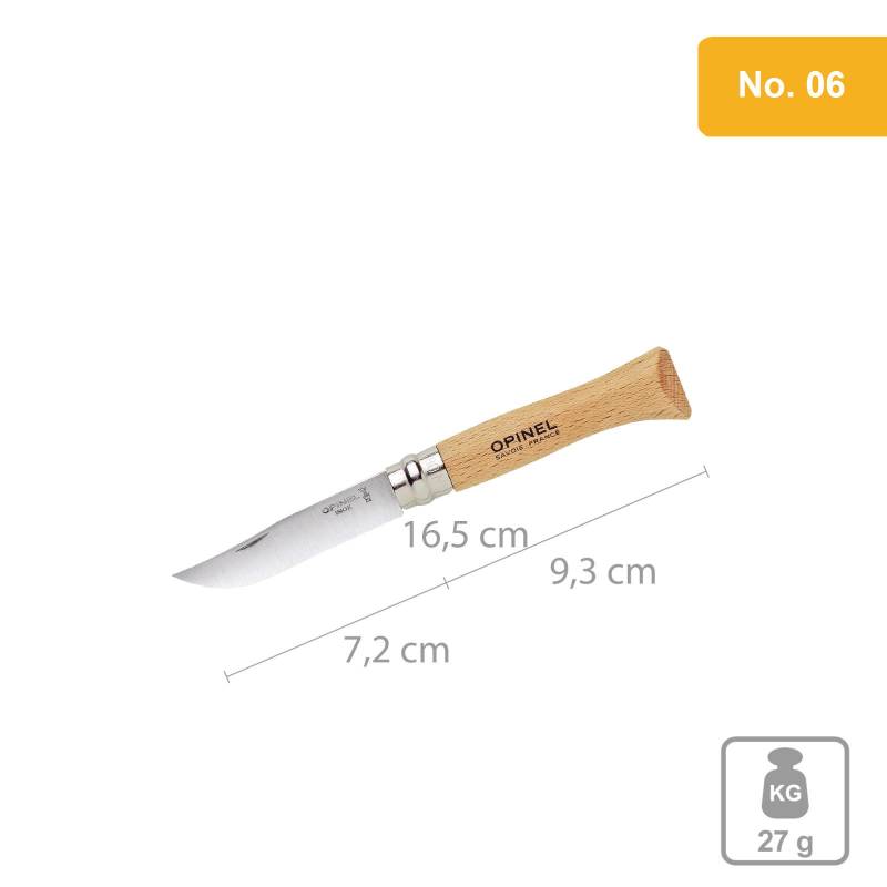 OPINEL Messer Carbon & INOX Stahl No 02 bis No 12 - Taschenmesser Klappmesser-No.06 / INOX (rostfrei) von Opinel