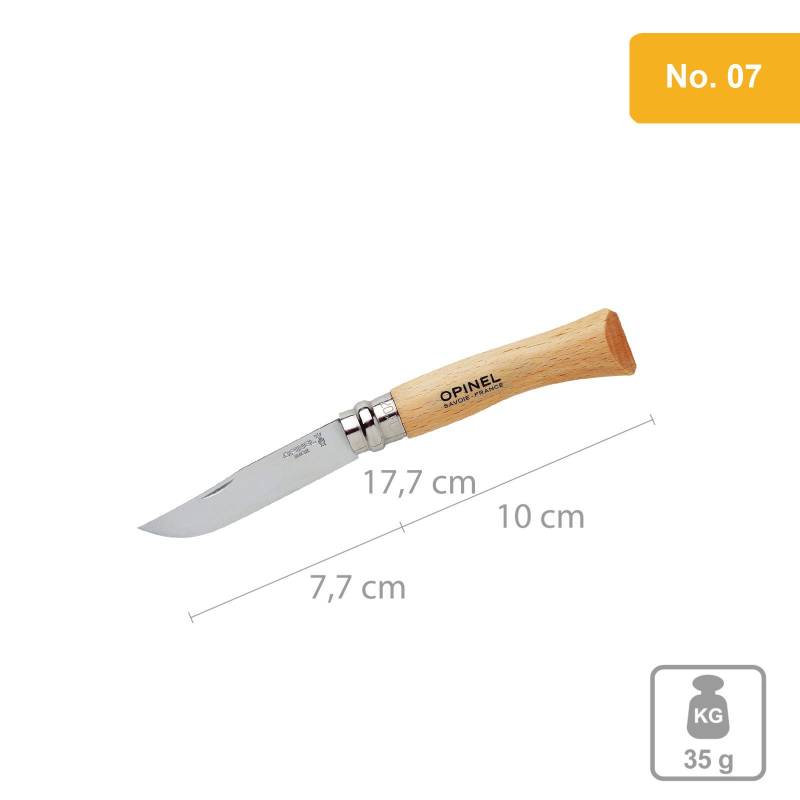 OPINEL Messer Carbon & INOX Stahl No 02 bis No 12 - Taschenmesser Klappmesser-No.07 / INOX (rostfrei) von Opinel
