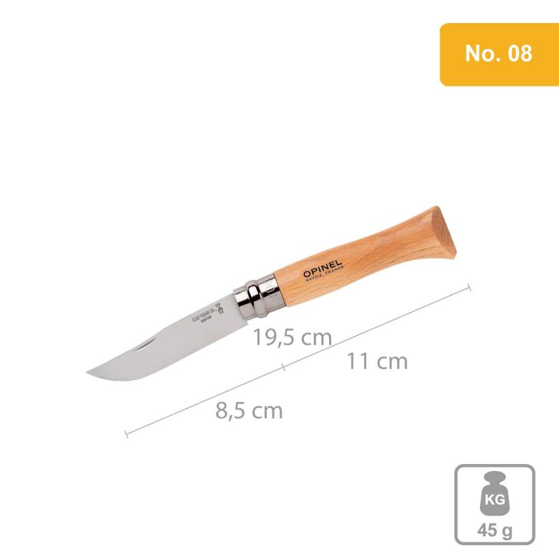 OPINEL Messer Carbon & INOX Stahl No 02 bis No 12 - Taschenmesser Klappmesser-No.08 / INOX (rostfrei) von Opinel