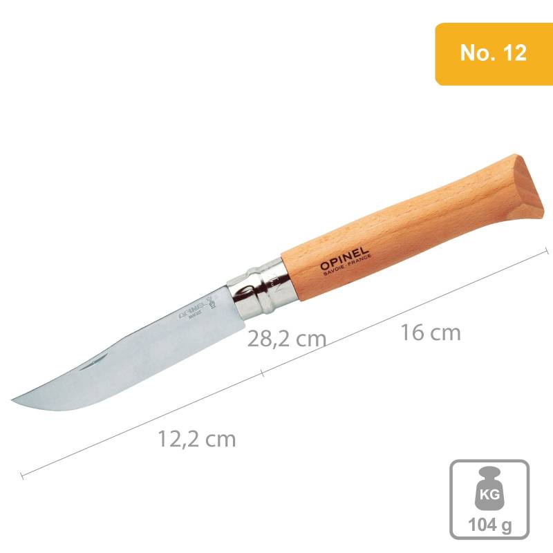 OPINEL Messer Carbon & INOX Stahl No 02 bis No 12 - Taschenmesser Klappmesser-No.12 / Carbon (nicht rostfrei) von Opinel