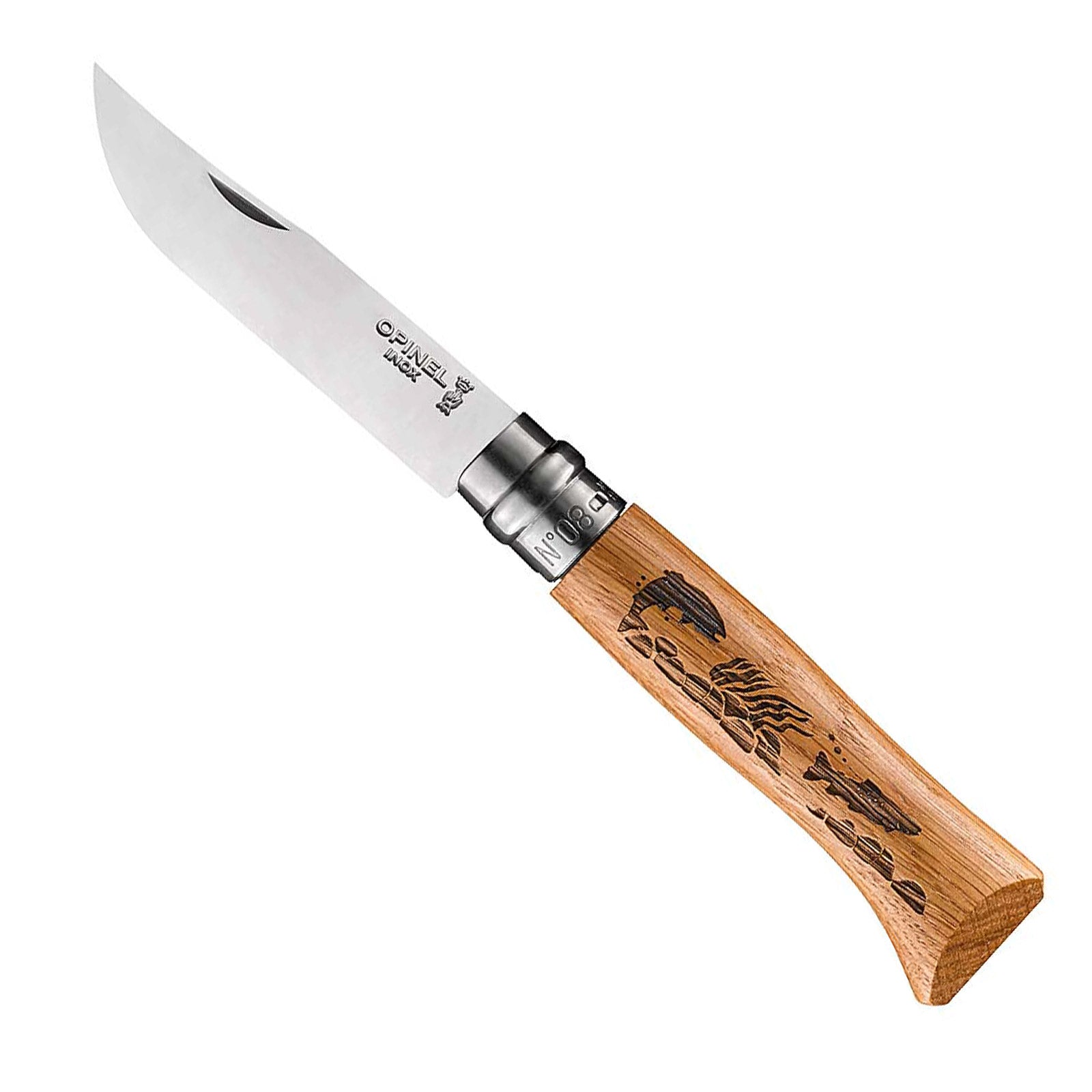 OPINEL Taschenmesser Animalia 08 Tier Motiv Klapp Messer Camping Edelstahl Holz-Fisch von Opinel