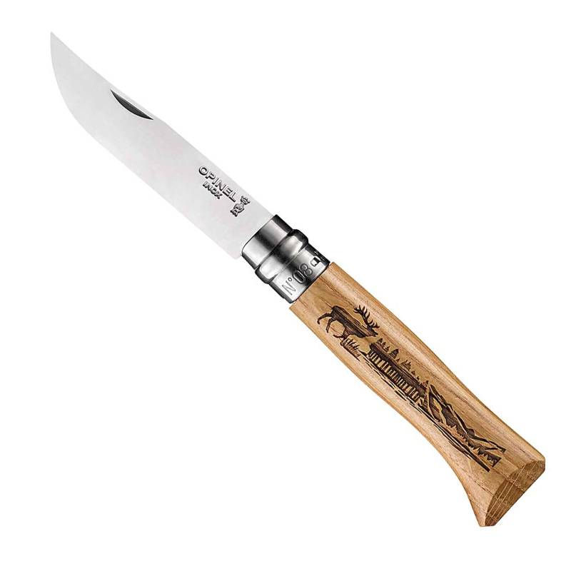OPINEL Taschenmesser Animalia 08 Tier Motiv Klapp Messer Camping Edelstahl Holz-Hirsch von Opinel