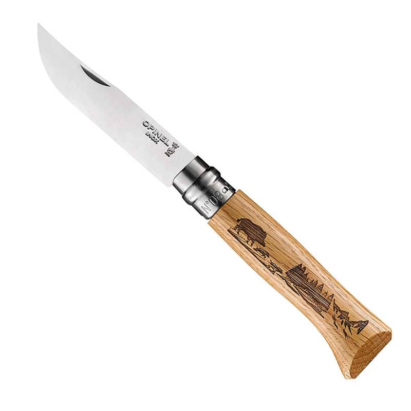 OPINEL Taschenmesser Animalia 08 Tier Motiv Klapp Messer Camping Edelstahl Holz-Wildschwein von Opinel
