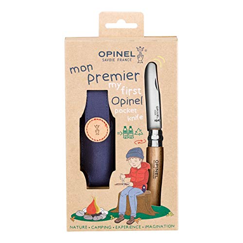 Opinel 254596 2400 No 7, Kindermesser, rostfrei, Buchenholz natur, Etui von Opinel